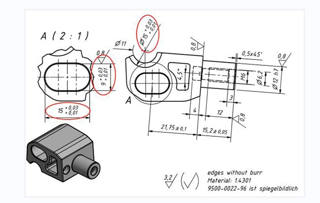 2D drawing tolerance