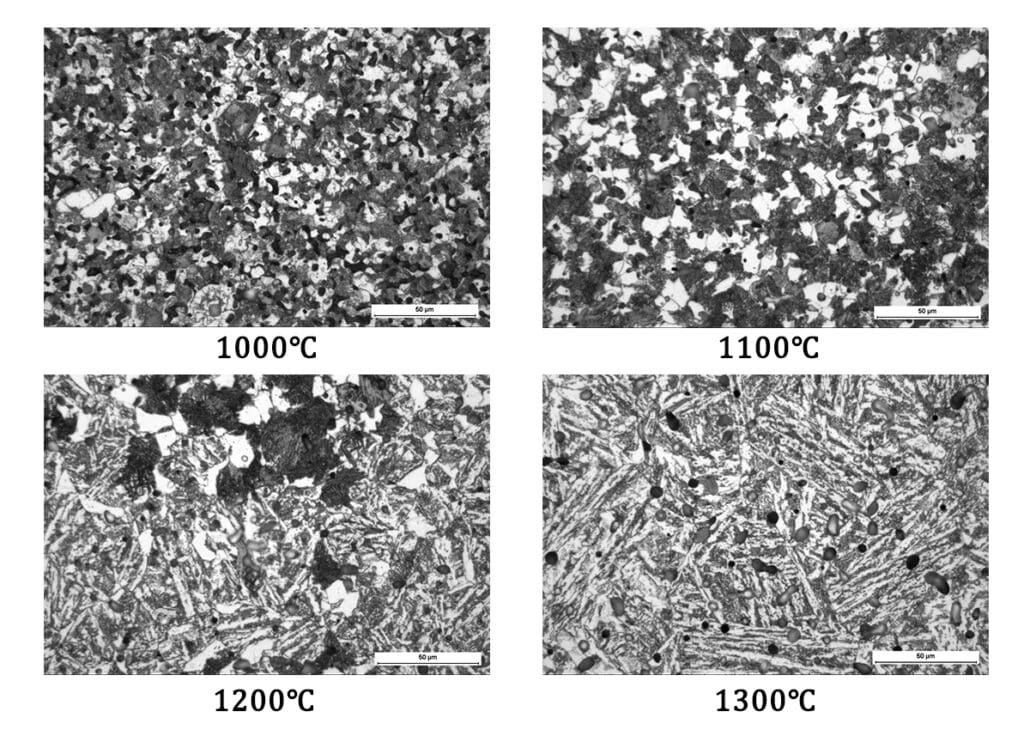 4140 microstructure in different sintering temperature