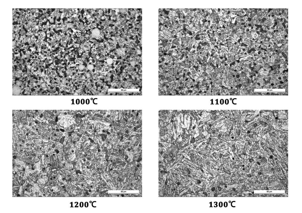 4340 micro-structure in different sintering temperature